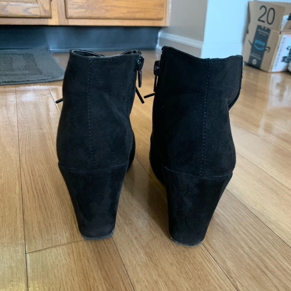 Black Ankle Wedge Booties - Picture 2 of 5